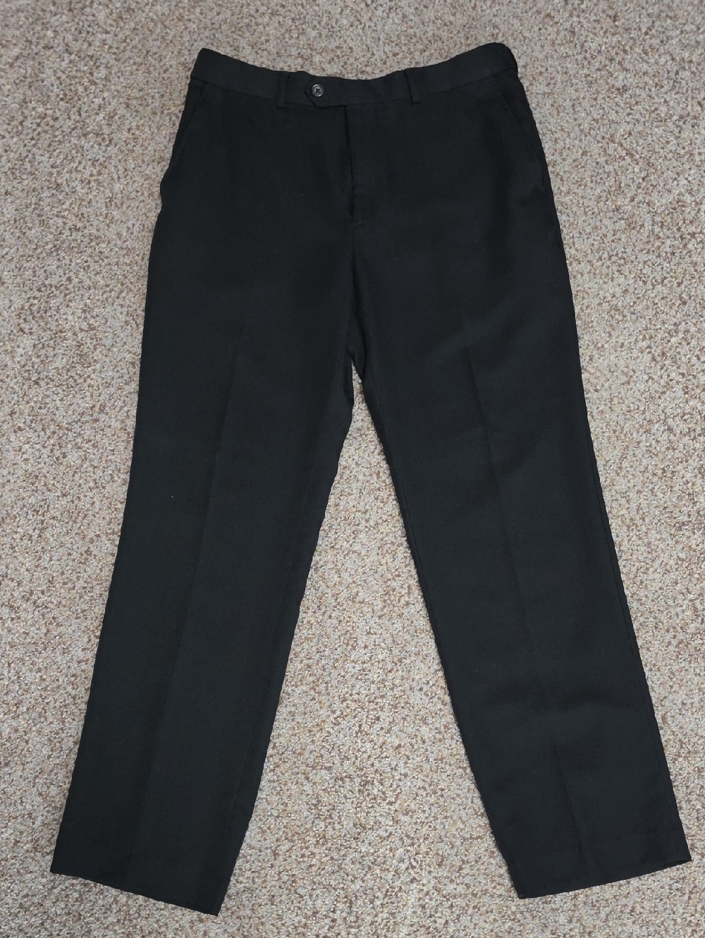 Stafford Black Men's Dress Pants - Flat Front